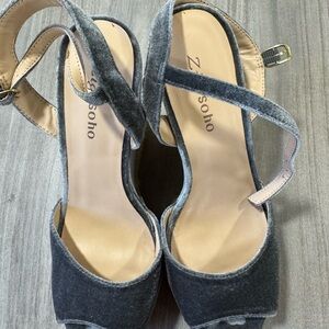 Zigi Soho Charcoal Velvet Peep-Toe Heels